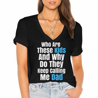 Funny Father Sarcastic Novelty T For Kid Crazy Dads Women's Jersey Short Sleeve Deep V-Neck Tshirt - Seseable