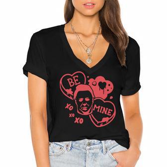 Funny Horror Valentines Day Women's Jersey Short Sleeve Deep V-Neck Tshirt | Favorety