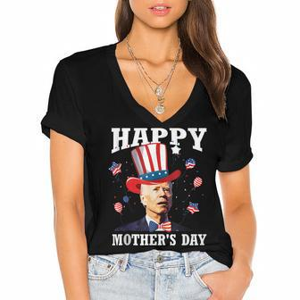 Funny Joe Biden Happy 4Th Of July Confused Mothers Day Women's Jersey Short Sleeve Deep V-Neck Tshirt - Seseable