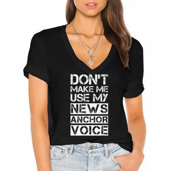 Funny News Anchor Tv Broadcaster Sarcastic Women's Jersey Short Sleeve Deep V-Neck Tshirt | Mazezy