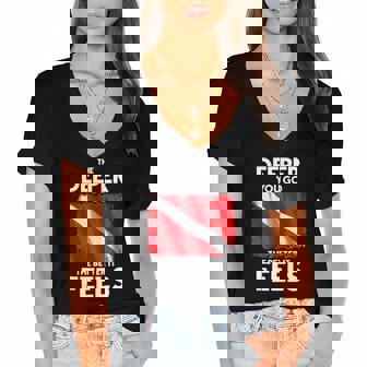 Funny Scuba Diving Diver Dive The Deeper You Go The Better Women's Jersey Short Sleeve Deep V-Neck Tshirt | Mazezy