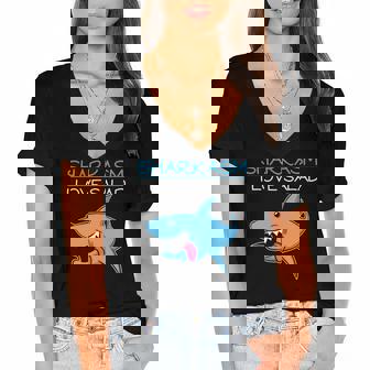 Funny Shark Sharkasm Tee Sharks Tee Women's Jersey Short Sleeve Deep V-Neck Tshirt | Mazezy