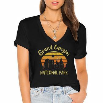 Grand Canyon National Park Hiking Travel Retro Gift Women's Jersey Short Sleeve Deep V-Neck Tshirt | Mazezy