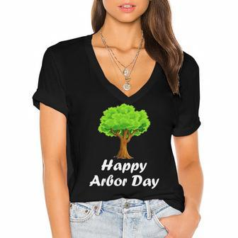 Happy Arbor Day Tree Arbour Day Women's Jersey Short Sleeve Deep V-Neck Tshirt | Mazezy