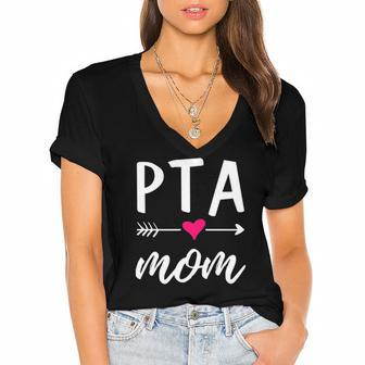 Heart Parent Teacher Association Heart Arrow Women's Jersey Short Sleeve Deep V-Neck Tshirt | Mazezy