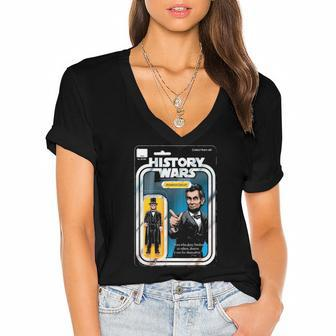 History Wars Abraham Lincoln Abe Lincoln Women's Jersey Short Sleeve Deep V-Neck Tshirt | Mazezy