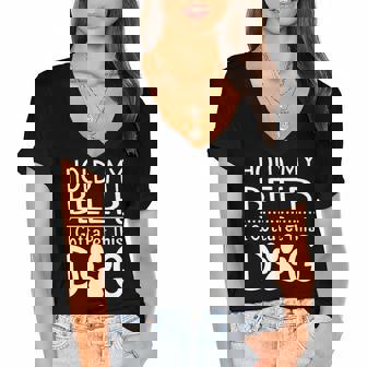 Hold My Beer I Have To Pet This Dog Funny Puppy Lover Gift Women's Jersey Short Sleeve Deep V-Neck Tshirt | Mazezy