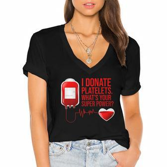 I Donate Platelets Whats Your Superpower Women's Jersey Short Sleeve Deep V-Neck Tshirt - Monsterry