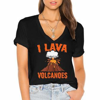 I Lava Volcanoes Geologist Volcanologist Magma Volcanology Women's Jersey Short Sleeve Deep V-Neck Tshirt | Mazezy AU