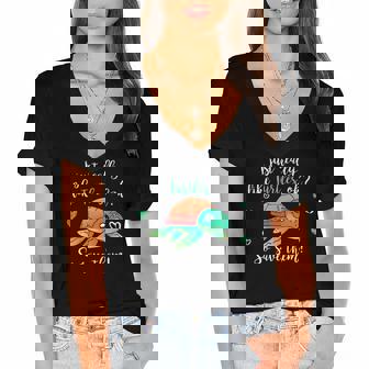 I Like Turtles So Save Them Cute Tortoise Sea Turtle Women's Jersey Short Sleeve Deep V-Neck Tshirt | Mazezy