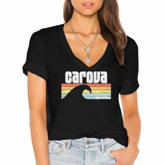 I Love Carova Beach North Carolina Atlantic Ocean Wave Nc Women's Jersey Short Sleeve Deep V-Neck Tshirt | Mazezy