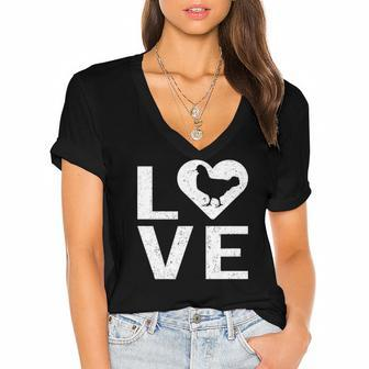 I Love Chickens Cute Chicken Lover Gifts Tee Women's Jersey Short Sleeve Deep V-Neck Tshirt | Mazezy