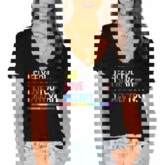 I See I Love You I Accept You Lgbtq Ally Gay Pride Women's Jersey Short Sleeve Deep V-Neck Tshirt | Mazezy