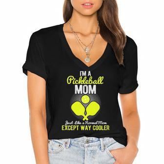 Im A Pickleball Mom Women's Jersey Short Sleeve Deep V-Neck Tshirt | Mazezy