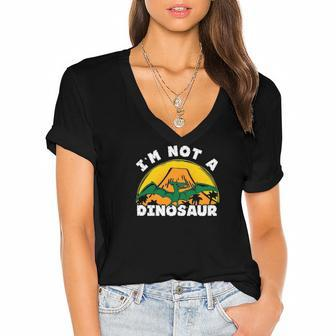 Im Not A Dinosaur Pterodactyl Dinosaur Lovers Gift Women's Jersey Short Sleeve Deep V-Neck Tshirt | Mazezy