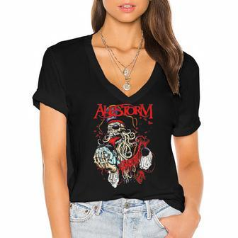 In Your Darkest Hour When The Demons Come Call On Me And We Will Fight Them Together Women's Jersey Short Sleeve Deep V-Neck Tshirt | Mazezy