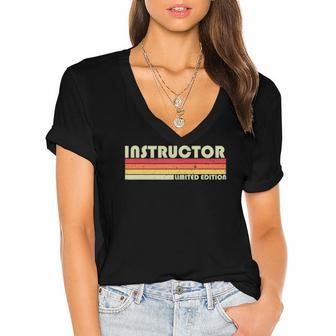 Instructor Funny Job Title Professional Worker Idea Women's Jersey Short Sleeve Deep V-Neck Tshirt | Mazezy
