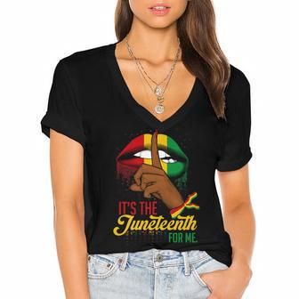 Its The Juneteenth For Me Free-Ish Since 1865 Independence Women's Jersey Short Sleeve Deep V-Neck Tshirt - Seseable
