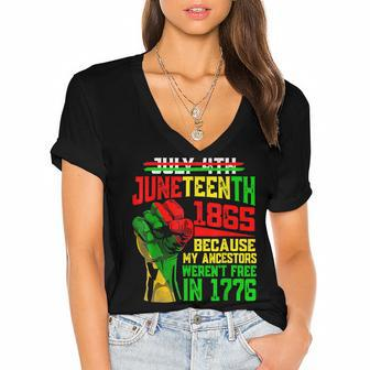 July 4Th Junenth 1865 Because My Ancestors Mens Girls  Women's Jersey Short Sleeve Deep V-Neck Tshirt