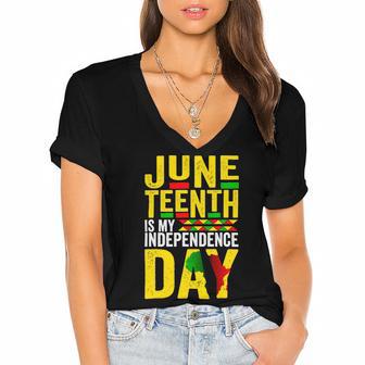 Juneteenth Is My Independence Day 1865 African American Women's Jersey Short Sleeve Deep V-Neck Tshirt | Favorety