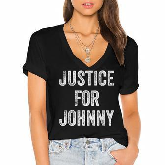 Justice For Johnny Women's Jersey Short Sleeve Deep V-Neck Tshirt - Monsterry UK