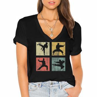 Karate Fighter Vintage Karate Lover Gift Women's Jersey Short Sleeve Deep V-Neck Tshirt | Mazezy
