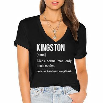 Kingston Name Gift Kingston Funny Definition Women's Jersey Short Sleeve Deep V-Neck Tshirt - Seseable