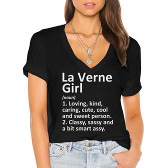 La Verne Girl Ca California Funny City Home Roots Gift Women's Jersey Short Sleeve Deep V-Neck Tshirt | Mazezy