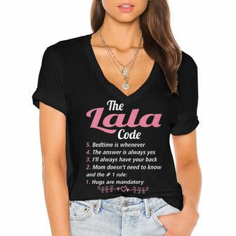 Lala Grandma Gift The Lala Code Women's Jersey Short Sleeve Deep V-Neck Tshirt - Seseable