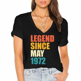 Legend Since May 1972 50Th Birthday 50 Years Old Gift Women's Jersey Short Sleeve Deep V-Neck Tshirt | Mazezy
