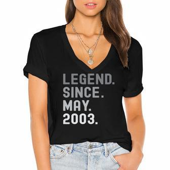 Legend Since May 2003 19 Years Old 19Th Birthday Gifts Women's Jersey Short Sleeve Deep V-Neck Tshirt | Mazezy