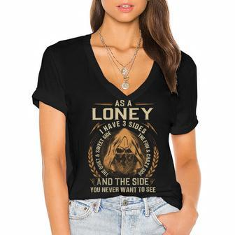 Loney Name Shirt Loney Family Name Women's Jersey Short Sleeve Deep V-Neck Tshirt - Monsterry AU