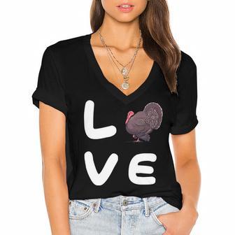 Love Turkeys Funny Turkey Thanksgiving 16 Shirt Women's Jersey Short Sleeve Deep V-Neck Tshirt | Favorety CA