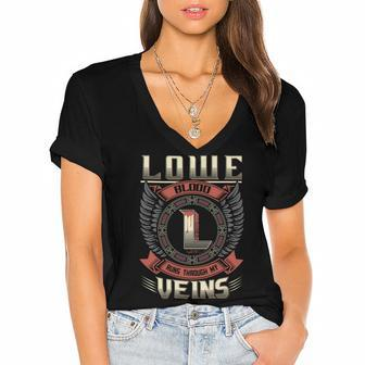 Lowe Blood Run Through My Veins Name V3 Women's Jersey Short Sleeve Deep V-Neck Tshirt | Seseable CA