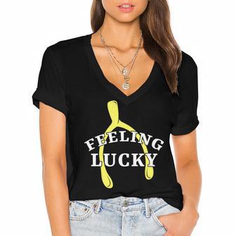 Lucky Turkey Wishbone Vintage 10 Shirt Women's Jersey Short Sleeve Deep V-Neck Tshirt | Favorety AU