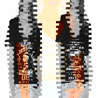 Lyons Name Gift Never Underestimate The Power Of Lyons Women's Jersey Short Sleeve Deep V-Neck Tshirt | Seseable CA