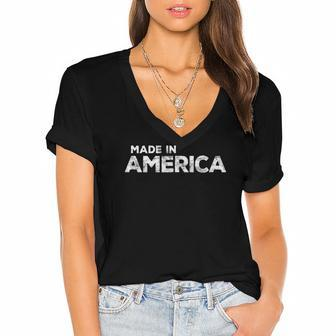 Made In America Patriotic 4Th Of July Gift Women's Jersey Short Sleeve Deep V-Neck Tshirt | Mazezy