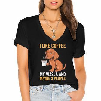 Magyar Vizsla Design For A Vizsla Lover Women's Jersey Short Sleeve Deep V-Neck Tshirt | Mazezy