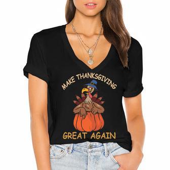 Make Thanksgiving Great Again Funny 1 Shirt Women's Jersey Short Sleeve Deep V-Neck Tshirt | Favorety AU