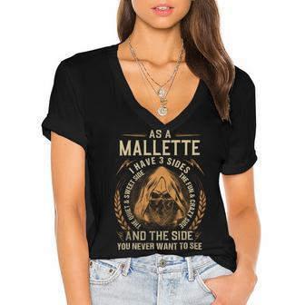 Mallette Name Shirt Mallette Family Name Women's Jersey Short Sleeve Deep V-Neck Tshirt - Monsterry DE
