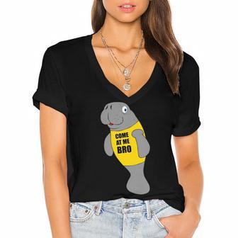 Manatee Novelty Come At Me Bro V2 Women's Jersey Short Sleeve Deep V-Neck Tshirt | Favorety