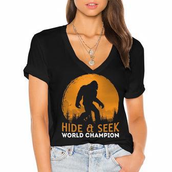 Market Trendz Bigfoot Hide And Seek Champion 405 Trending Shirt Women's Jersey Short Sleeve Deep V-Neck Tshirt | Favorety DE