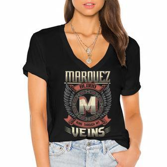 Marquez Blood Run Through My Veins Name V11 Women's Jersey Short Sleeve Deep V-Neck Tshirt - Seseable