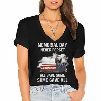 Memorial Day Never Forget All Gave Some Some Gave All Women's Jersey Short Sleeve Deep V-Neck Tshirt | Mazezy