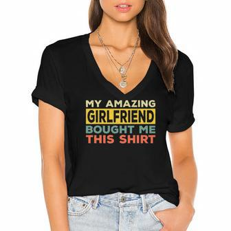Mens Mens My Amazing Girlfriend Bought Me This Relationship Women's Jersey Short Sleeve Deep V-Neck Tshirt | Mazezy