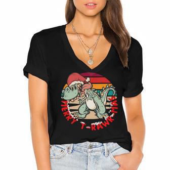 Merry Trawrmas Women's Jersey Short Sleeve Deep V-Neck Tshirt | Favorety AU