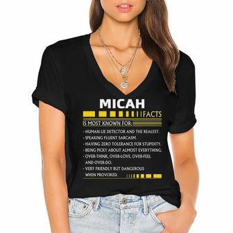 Micah Name Gift Micah Facts Women's Jersey Short Sleeve Deep V-Neck Tshirt - Seseable
