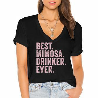 Mimosa Funny Best Mimosa Drinker Women's Jersey Short Sleeve Deep V-Neck Tshirt | Mazezy