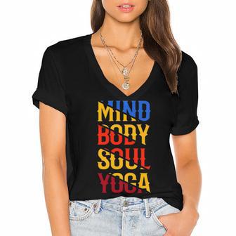 Mind Body Soul Yoga 114 Trending Shirt Women's Jersey Short Sleeve Deep V-Neck Tshirt | Favorety