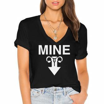 Mine Arrow With Uterus Pro Choice Womens Rights Women's Jersey Short Sleeve Deep V-Neck Tshirt | Mazezy